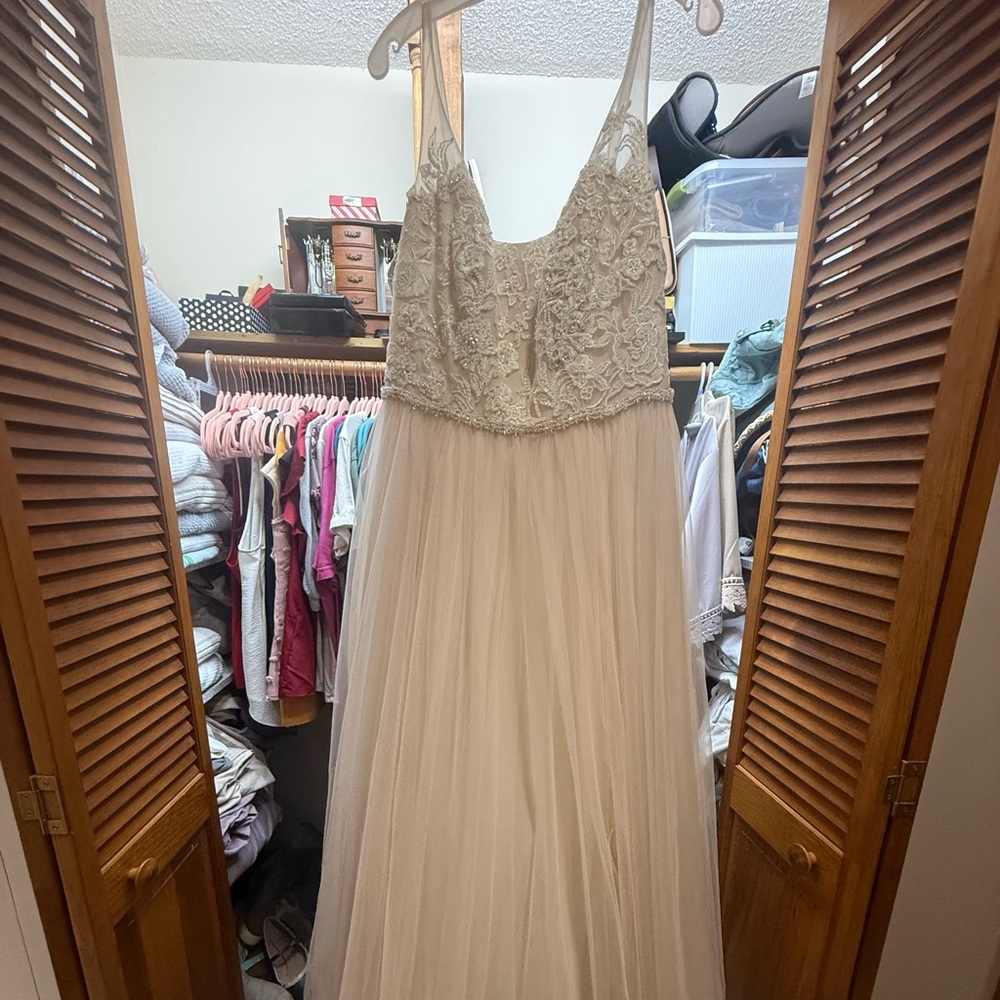 David's Bridal Cream Lace Wedding Dress